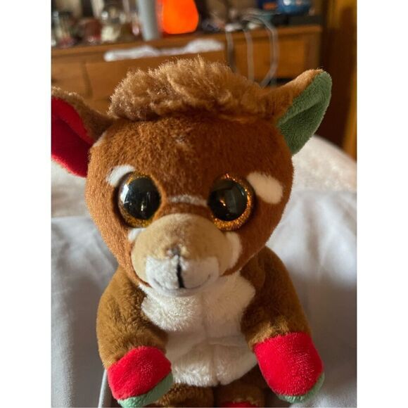 Ty Brown Beanie Baby Bellies JUNO the Christmas Reindeer Plush Stuffed Toy - Picture 8 of 12